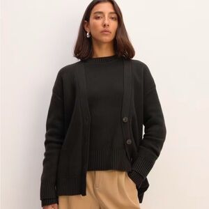 Everlane Organic Cotton Cardigan in black size XL